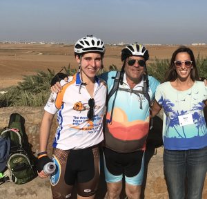 Louis with dad and Yaara, a medical student from Tel Aviv, who is helping to transport equipment for the ride. 